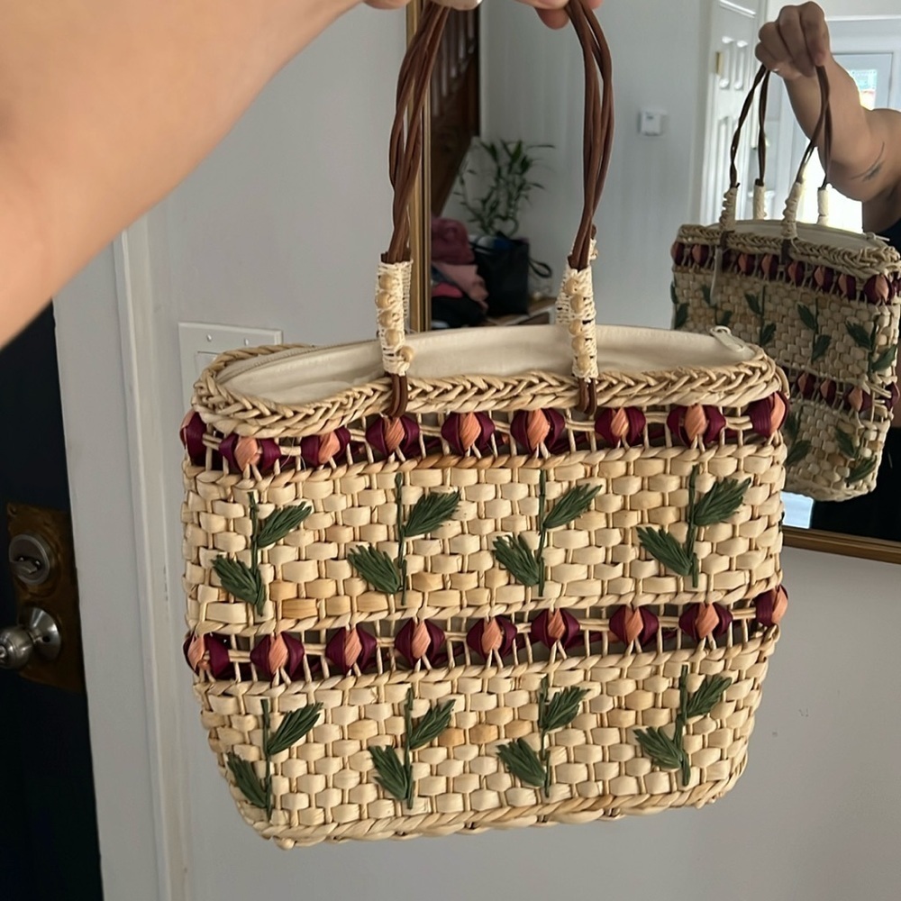 Floral Women’s Straw Boho Casual Floral Printed Handbag